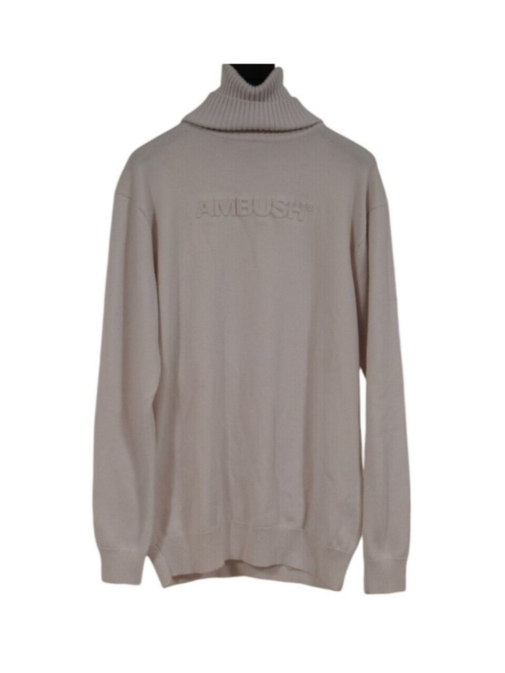 Ambush Women Logo Turtleneck Sweater Size JP 2 Medium White Wool Blend Pullover